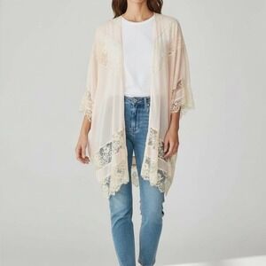Lush‎ Kimono Cardigan Women S/M Blush Pink Cream